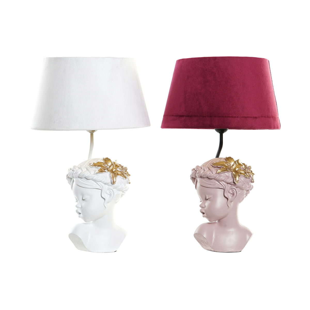 Bordslampa DKD Home Decor Röd Harts Ljusrosa 220 V 50 W 30 x 30 x 49 cm (2 antal) - 2