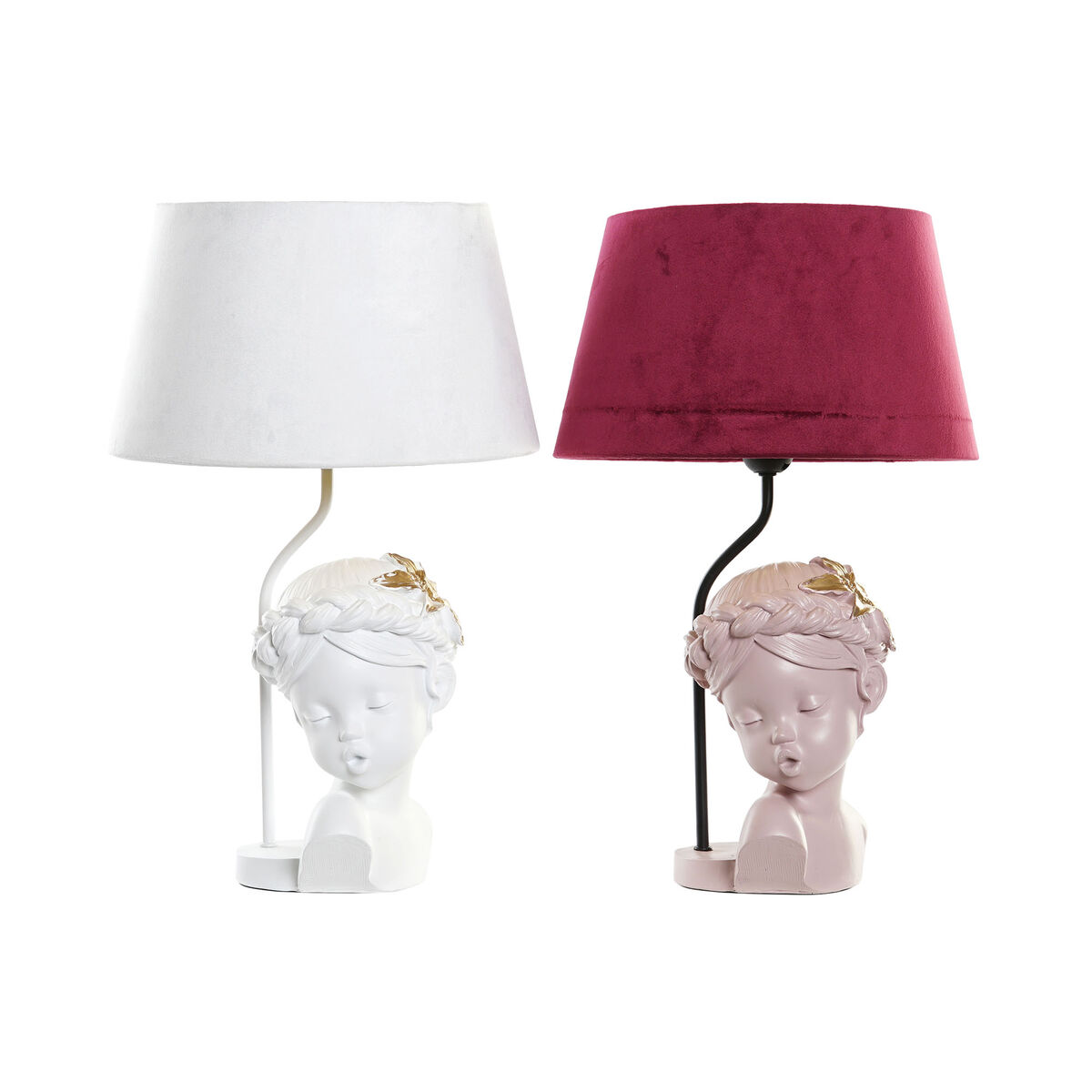 Bordslampa DKD Home Decor Röd Harts Ljusrosa 220 V 50 W 30 x 30 x 49 cm (2 antal) - 4