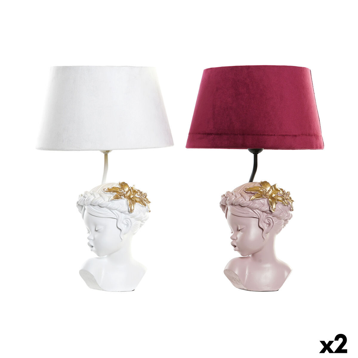 Bordslampa DKD Home Decor Röd Harts Ljusrosa 220 V 50 W 30 x 30 x 49 cm (2 antal) - 18