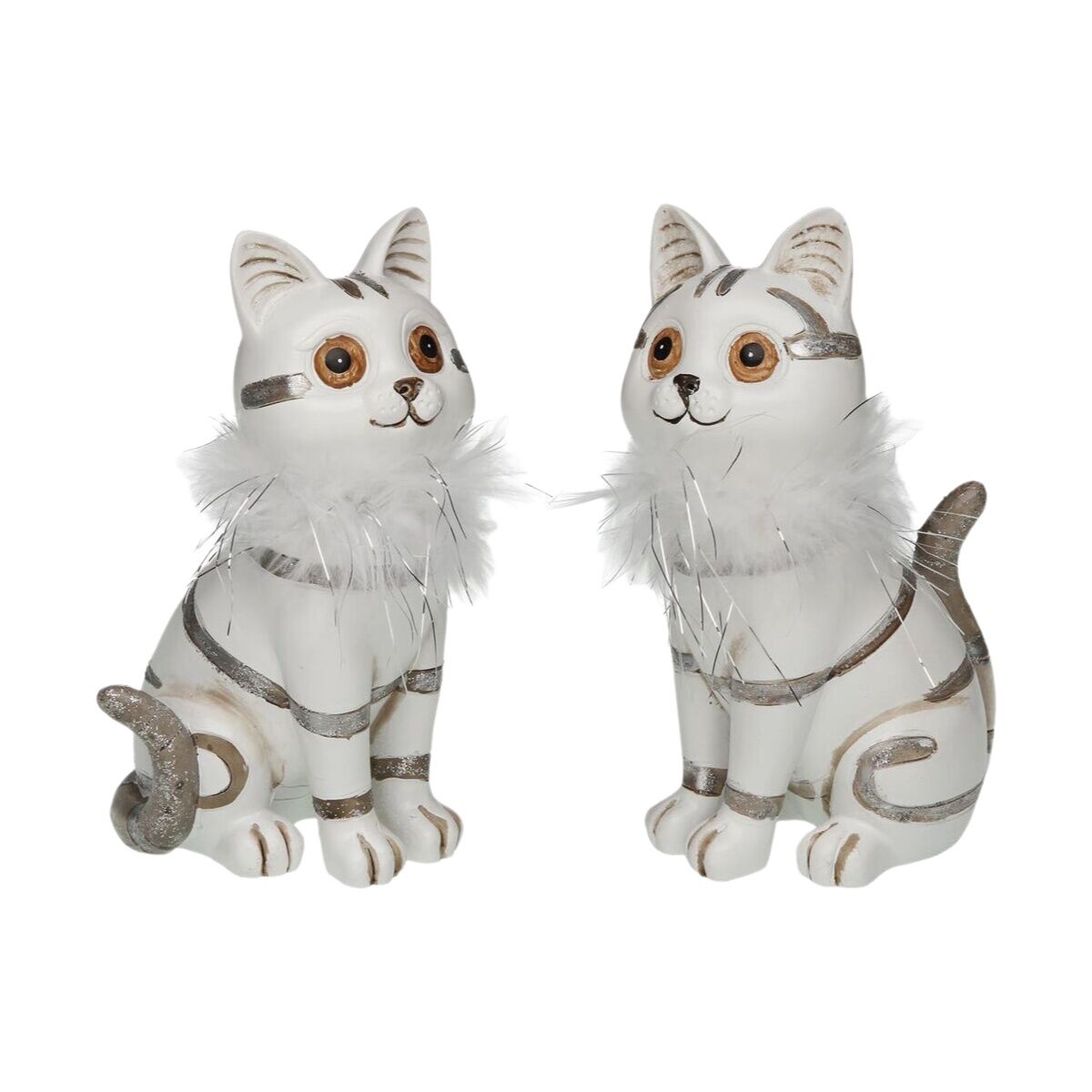 Prydnadsfigur Versa Vit Katter 7,5 X 17 X 10,5 CM Prydnadsfigur - 2