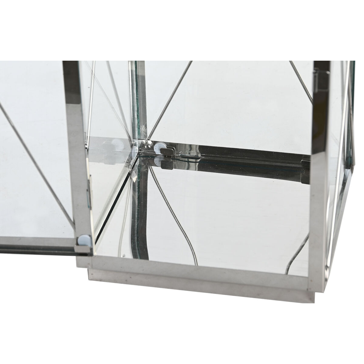 Lyktsats DKD Home Decor Svart Glas Stål Modern Kromad 18 x 18 x 43 cm (2 Delar) - 5