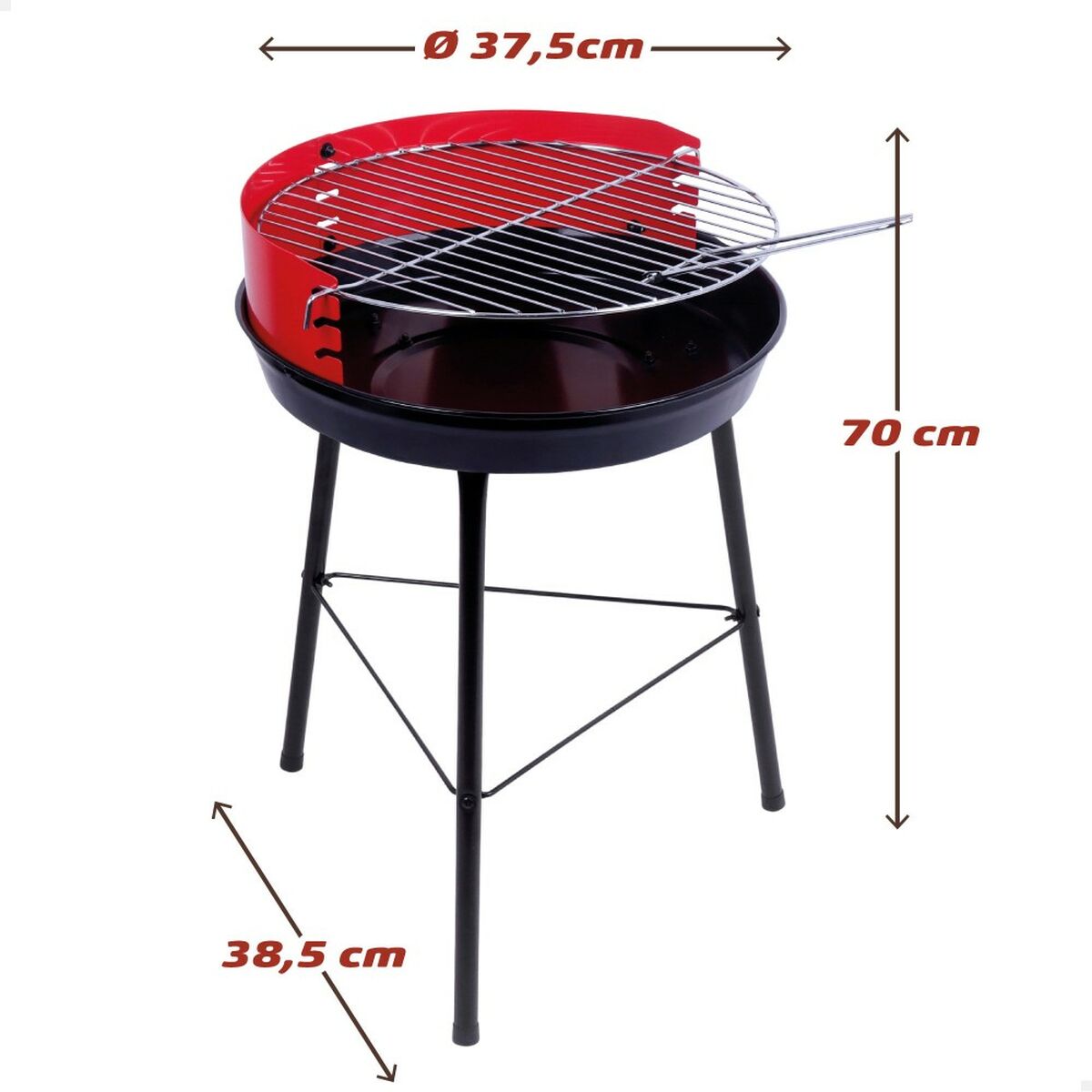 Bärbar Grill Aktive Trä Järn 37,5 x 70 x 38,5 cm (4 antal) Röd - 9