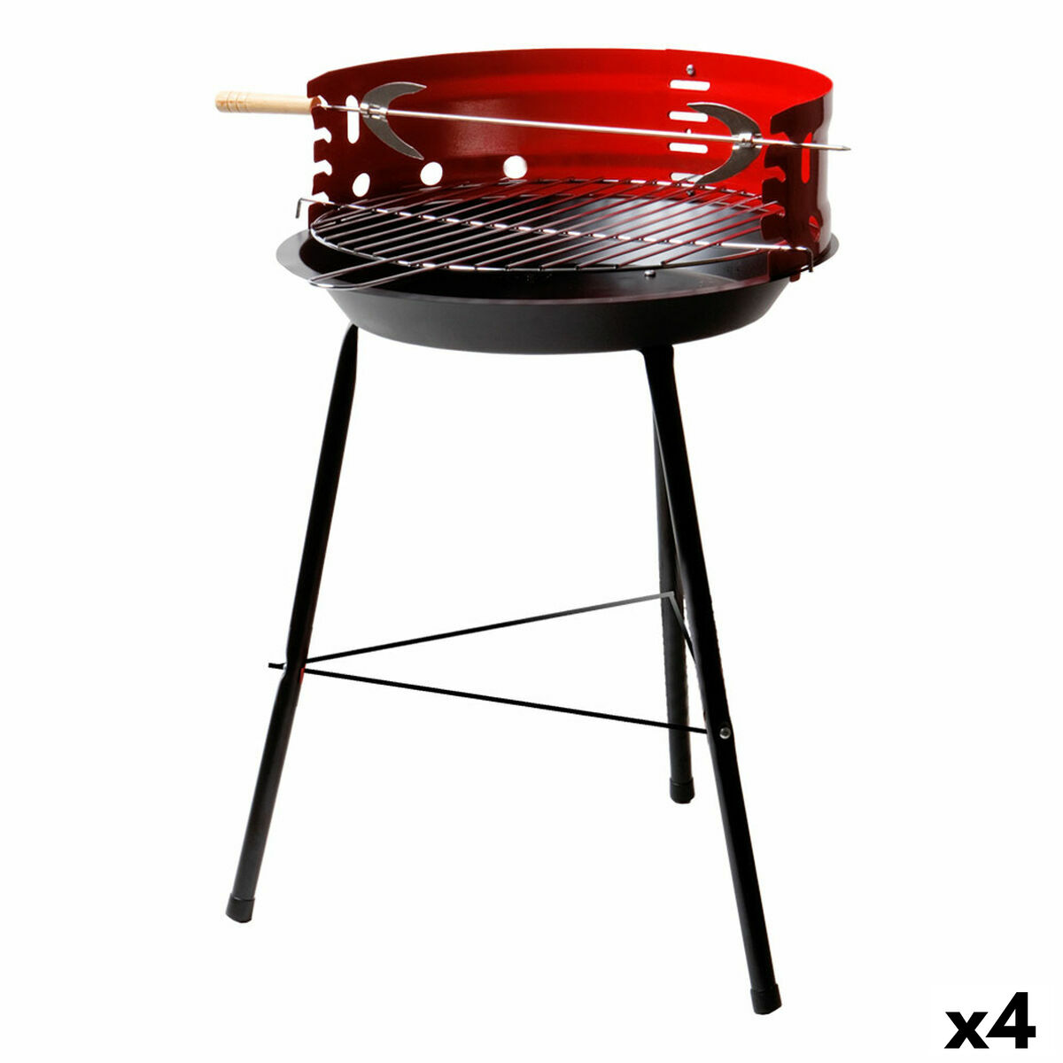 Bärbar Grill Aktive Trä Järn 37,5 x 70 x 38,5 cm (4 antal) Röd - 6