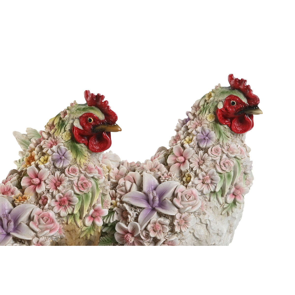 Prydnadsfigur Home ESPRIT Vit Brun Multicolour Höna 27 X 16 X 31 cm (2 antal) - 2