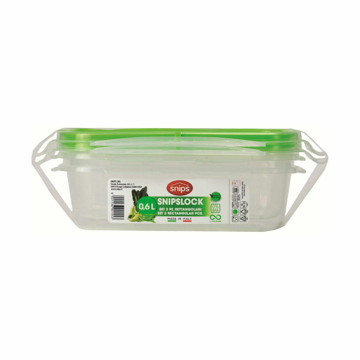 Lunchlåda Snips Hermetisk stängning 600 ml Rektangulär (12 antal) - 7