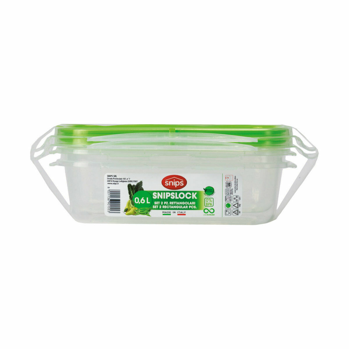 Lunchlåda Snips Hermetisk stängning 600 ml Rektangulär (12 antal) - 10