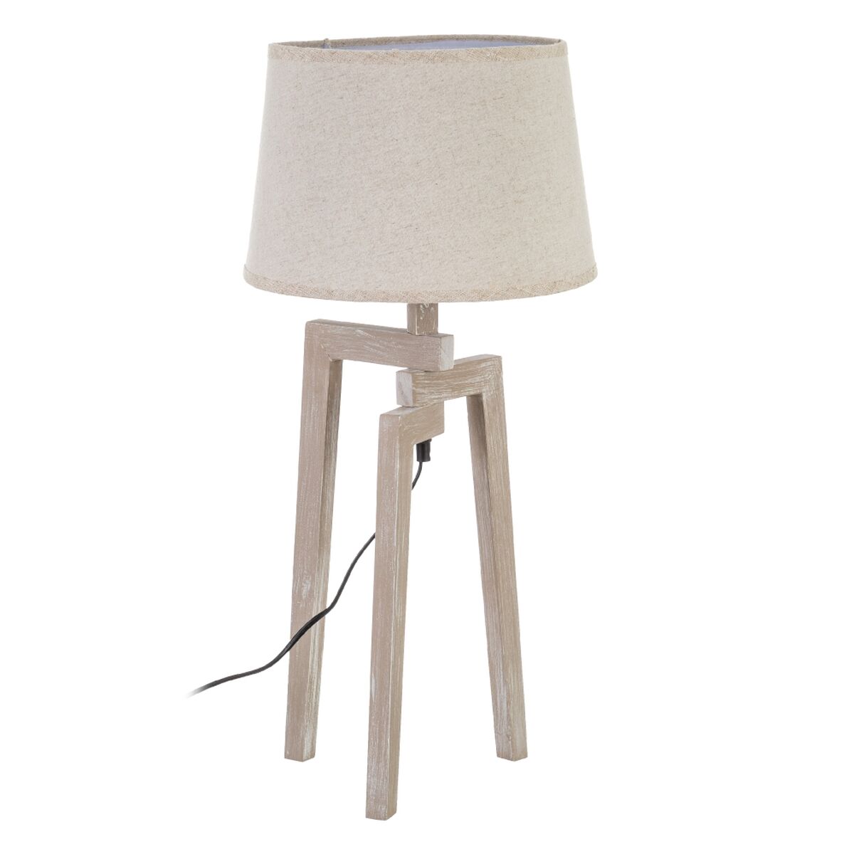 Bordslampa Vit linne Trä 60 W 220 V 240 V 220-240 V 30 x 30 x 66 cm