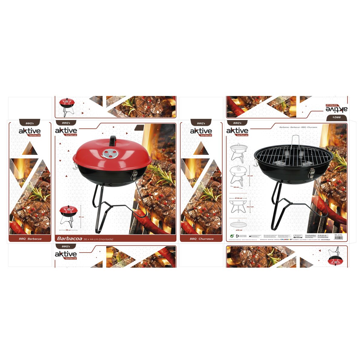 Bärbar Grill Aktive Emaljerad metall Ø 36 cm 36 x 44 x 36 cm (4 antal) Röd - 15