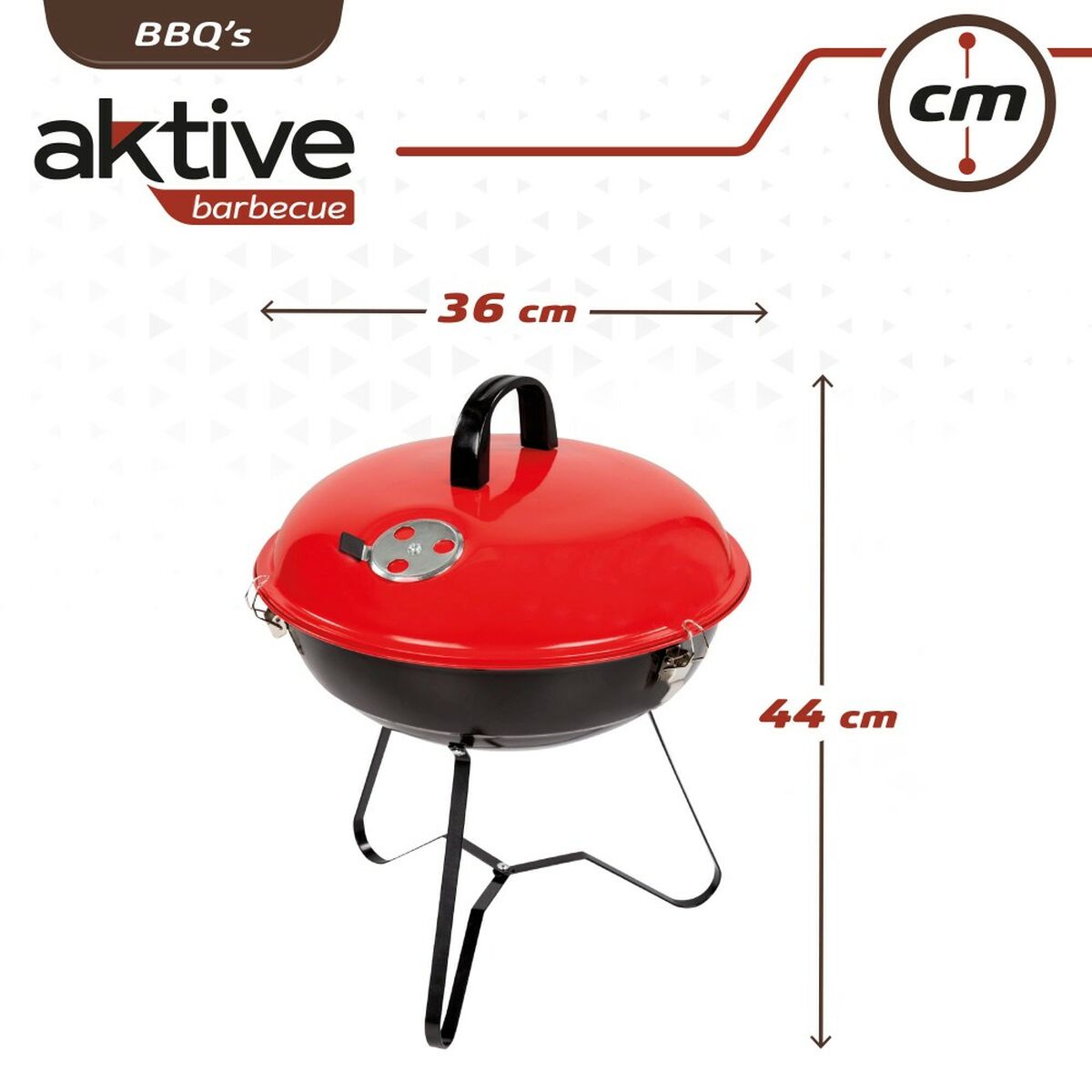 Bärbar Grill Aktive Emaljerad metall Ø 36 cm 36 x 44 x 36 cm (4 antal) Röd - 6