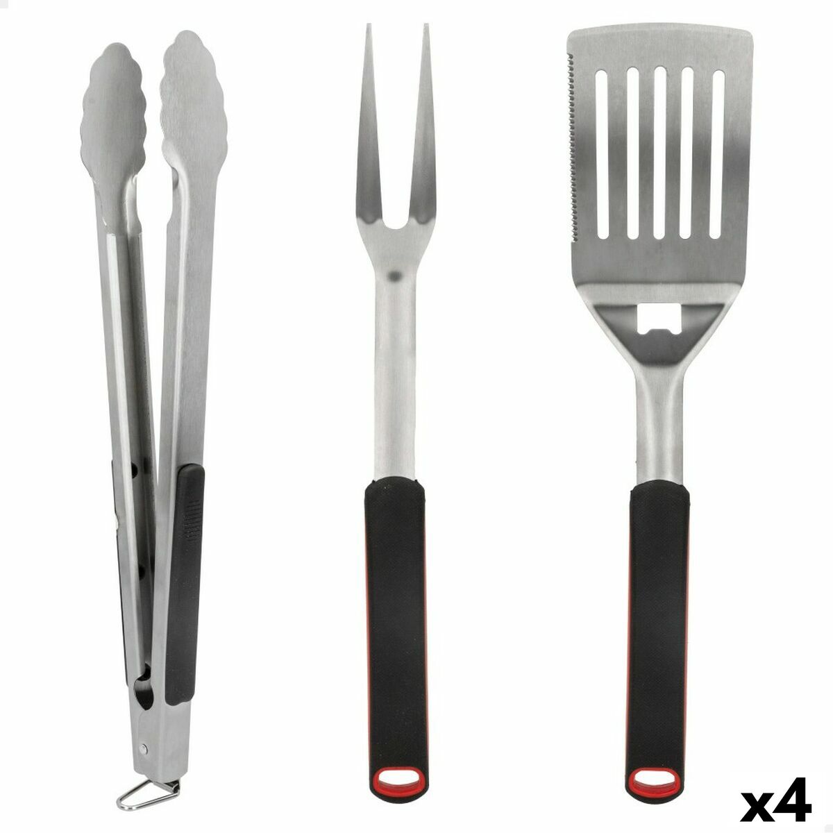 Set med Redskap för Barbecue Aktive 3 Delar Grill Rostfritt stål 9 x 41 x 5 cm (4 antal) - 7