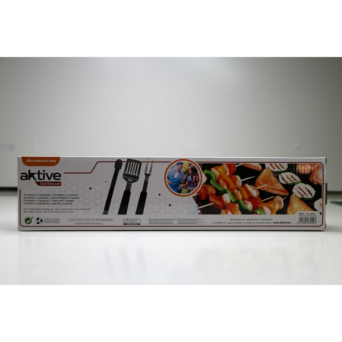 Set med Redskap för Barbecue Aktive 3 Delar Grill Rostfritt stål 9 x 41 x 5 cm (4 antal) - 14