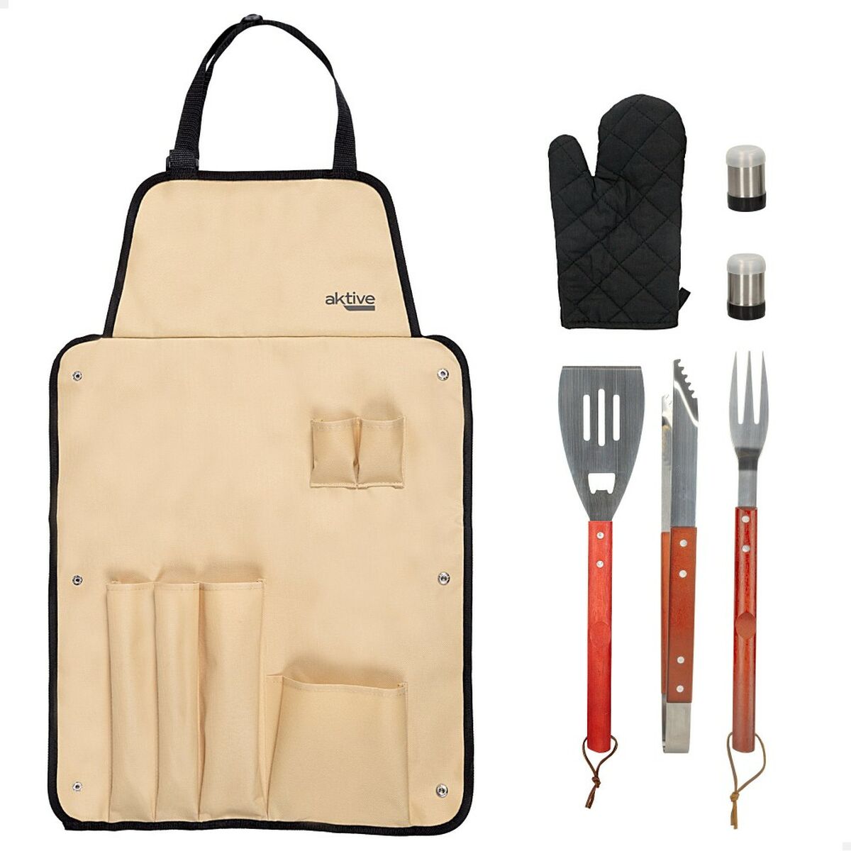 Set med Redskap för Barbecue Aktive 7 Delar Grill Rostfritt stål 42 x 67 x 3 cm (4 antal) - 8