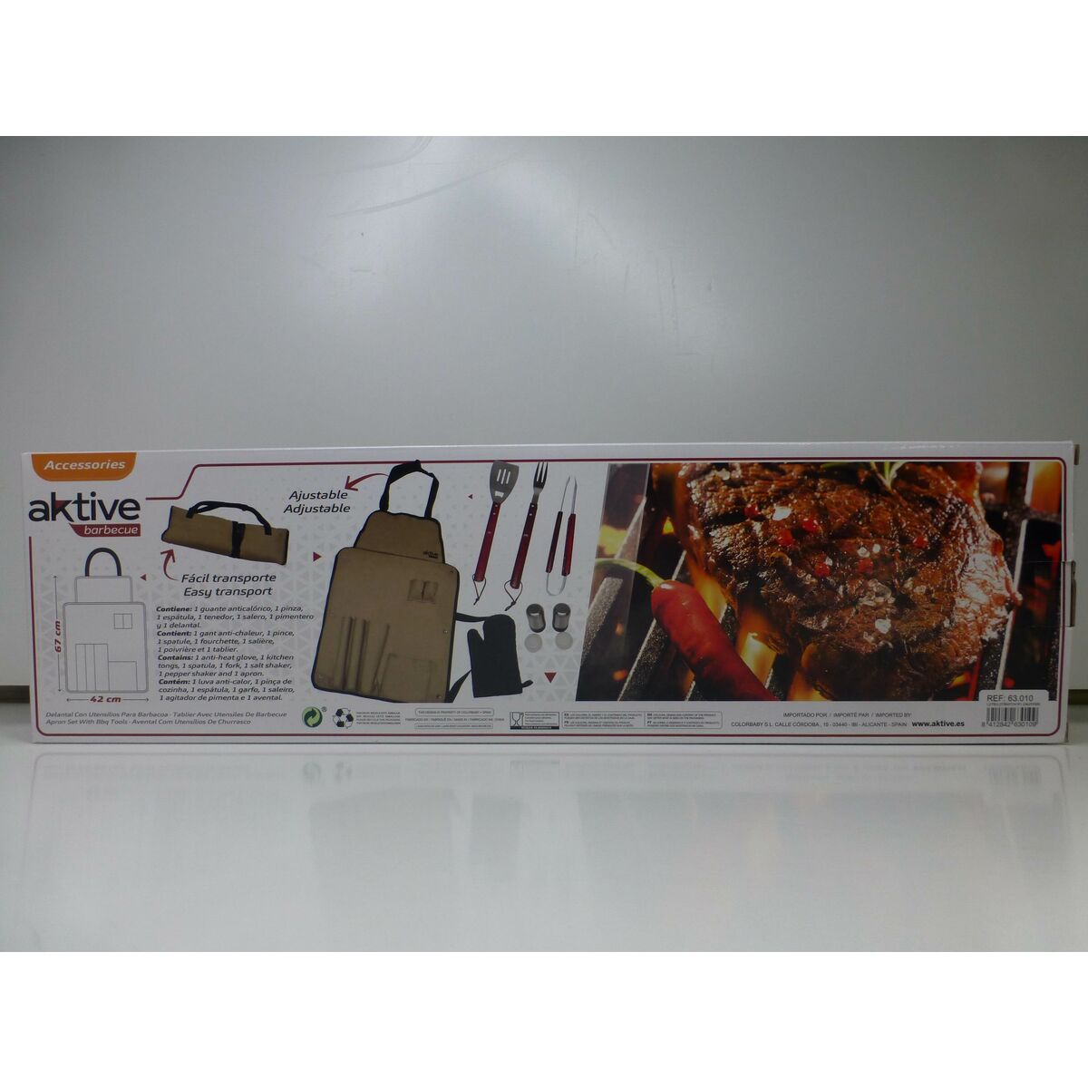 Set med Redskap för Barbecue Aktive 7 Delar Grill Rostfritt stål 42 x 67 x 3 cm (4 antal) - 14