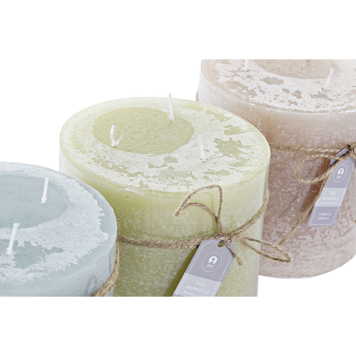 Ljus DKD Home Decor Vanilj Vax Grundläggande (12 x 12 x 12 cm) (3 antal) - 3