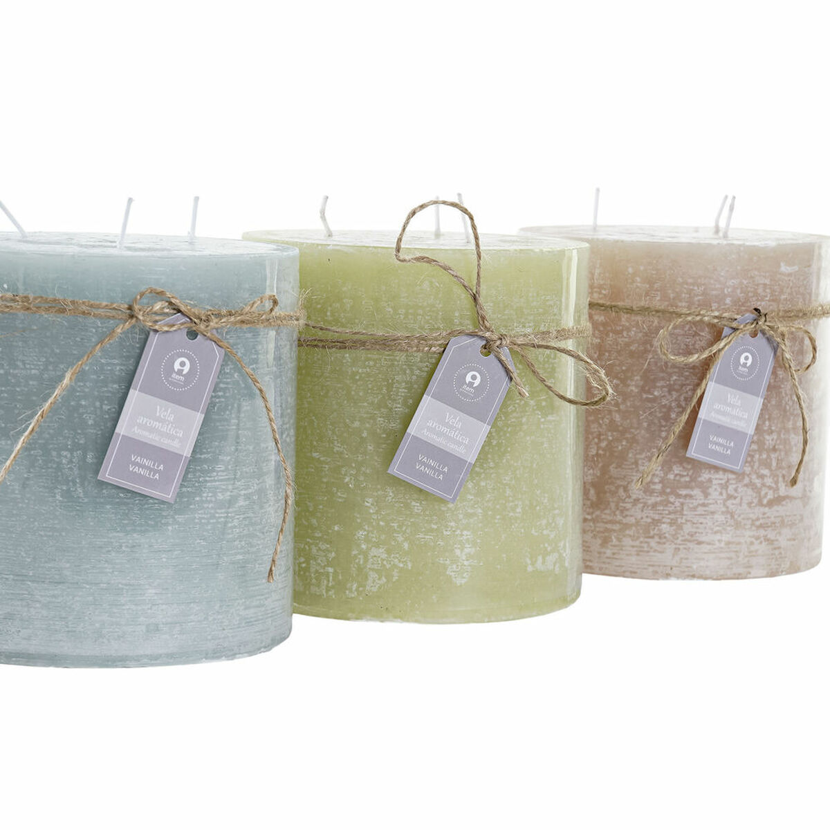 Ljus DKD Home Decor Vanilj Vax Grundläggande (12 x 12 x 12 cm) (3 antal) - 2