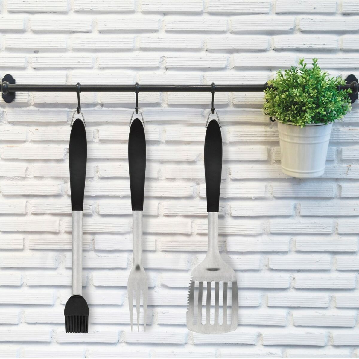 Set med Redskap för Barbecue Aktive 4 Delar Grill Rostfritt stål 10 x 42 x 4 cm (4 antal) - 11
