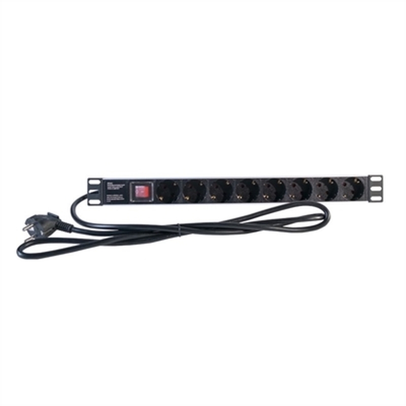 Överspänningsskydd 19" 8 Tomas Schuko med På/Av knapp 2LAN REG8SCHINT 250V 3500W 2M