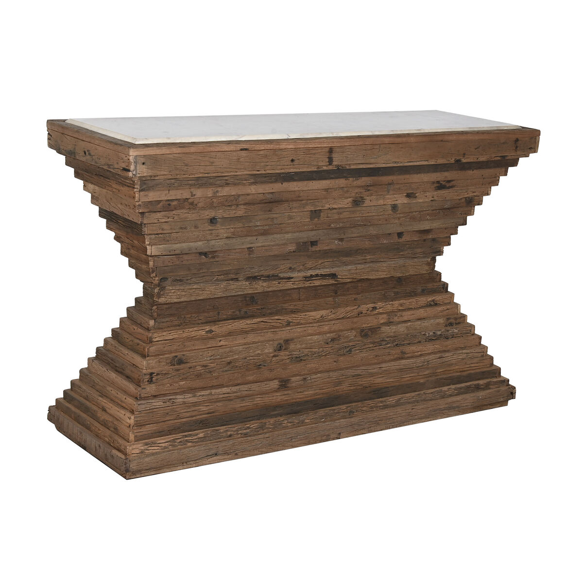 Konsol Home ESPRIT Gul Vit Brun Marmor Återvunnet Trä 138 x 45 x 87 cm