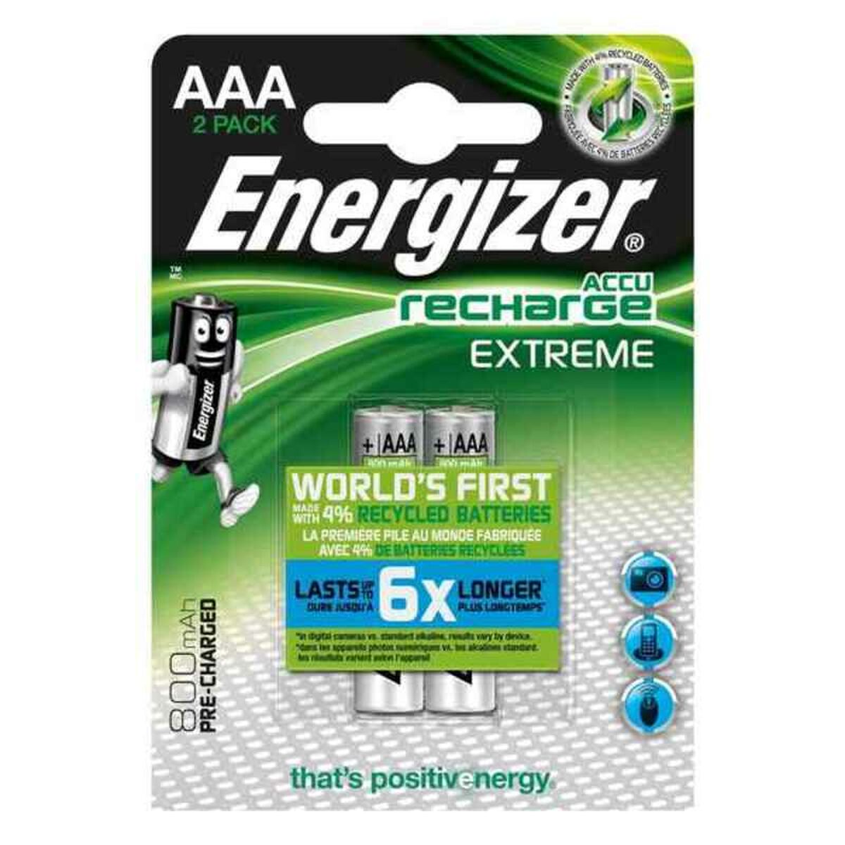 Laddningsbara Batterier Energizer E300624300 1,2 V AAA HR03 - 2