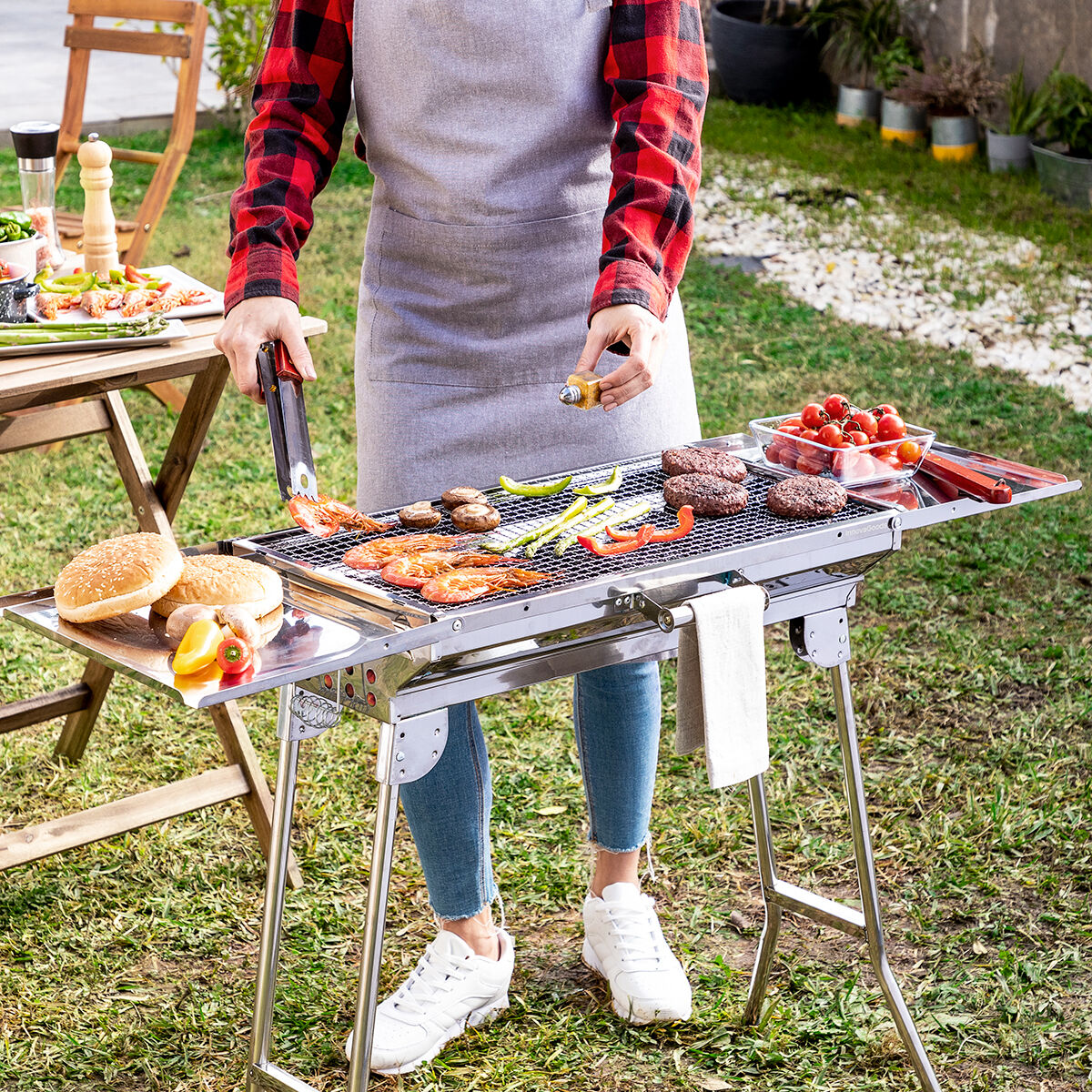 Hopfällbar Kolgrill i Rostfritt Stål ExelQ InnovaGoods - 8