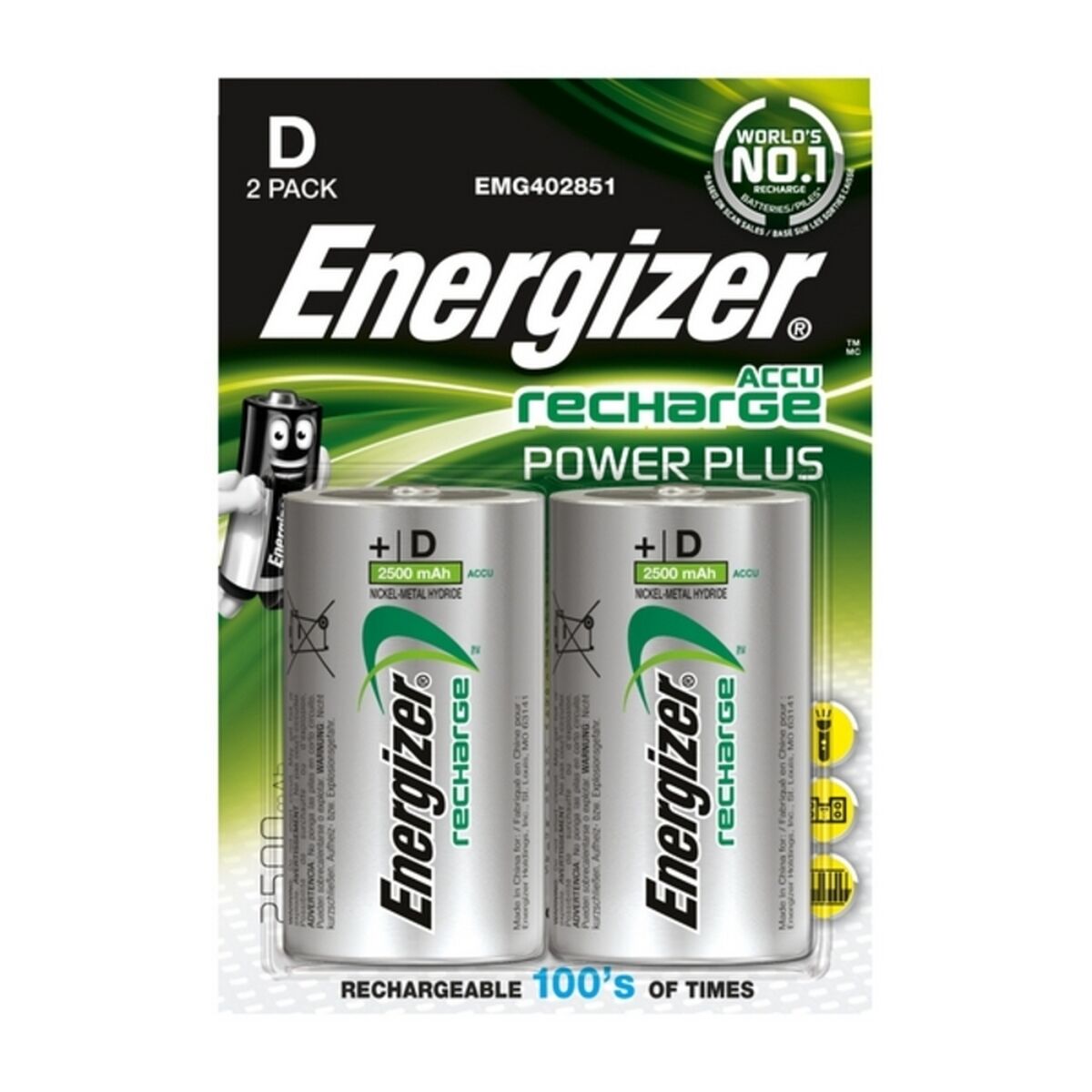 Laddningsbara Batterier Energizer ENGRCD2500 1,2 V HR20 D2 - 13