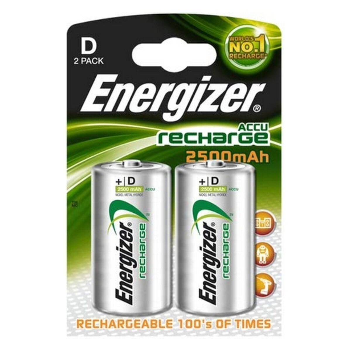 Laddningsbara Batterier Energizer ENGRCD2500 1,2 V HR20 D2 - 10