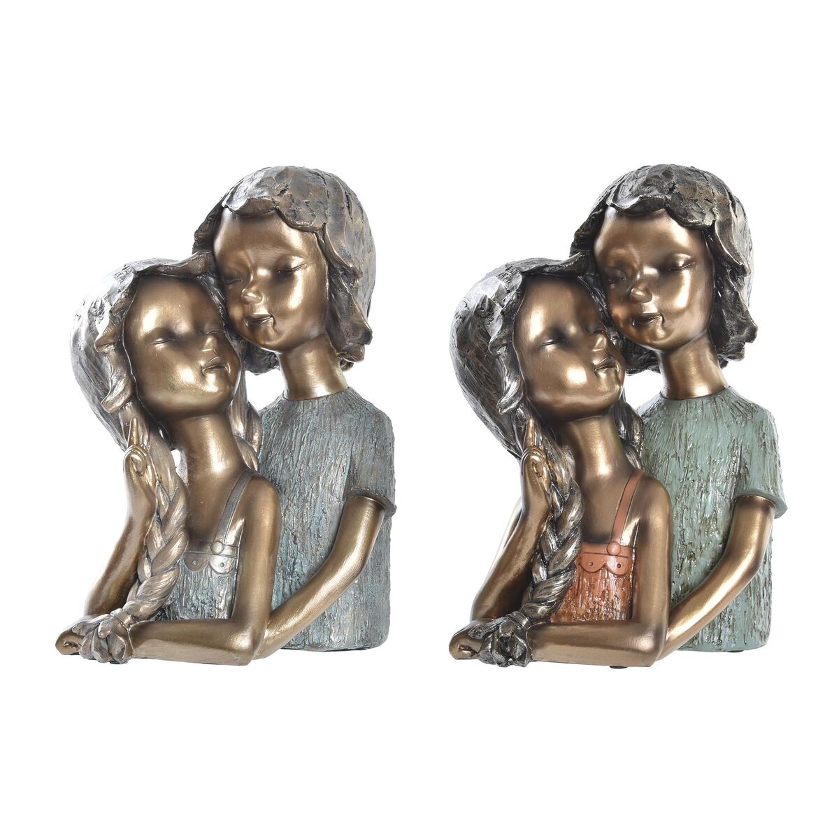 Prydnadsfigur DKD Home Decor 19 x 15 x 28 cm Röd Gyllene Turkos Pojkar (2 antal) - 4
