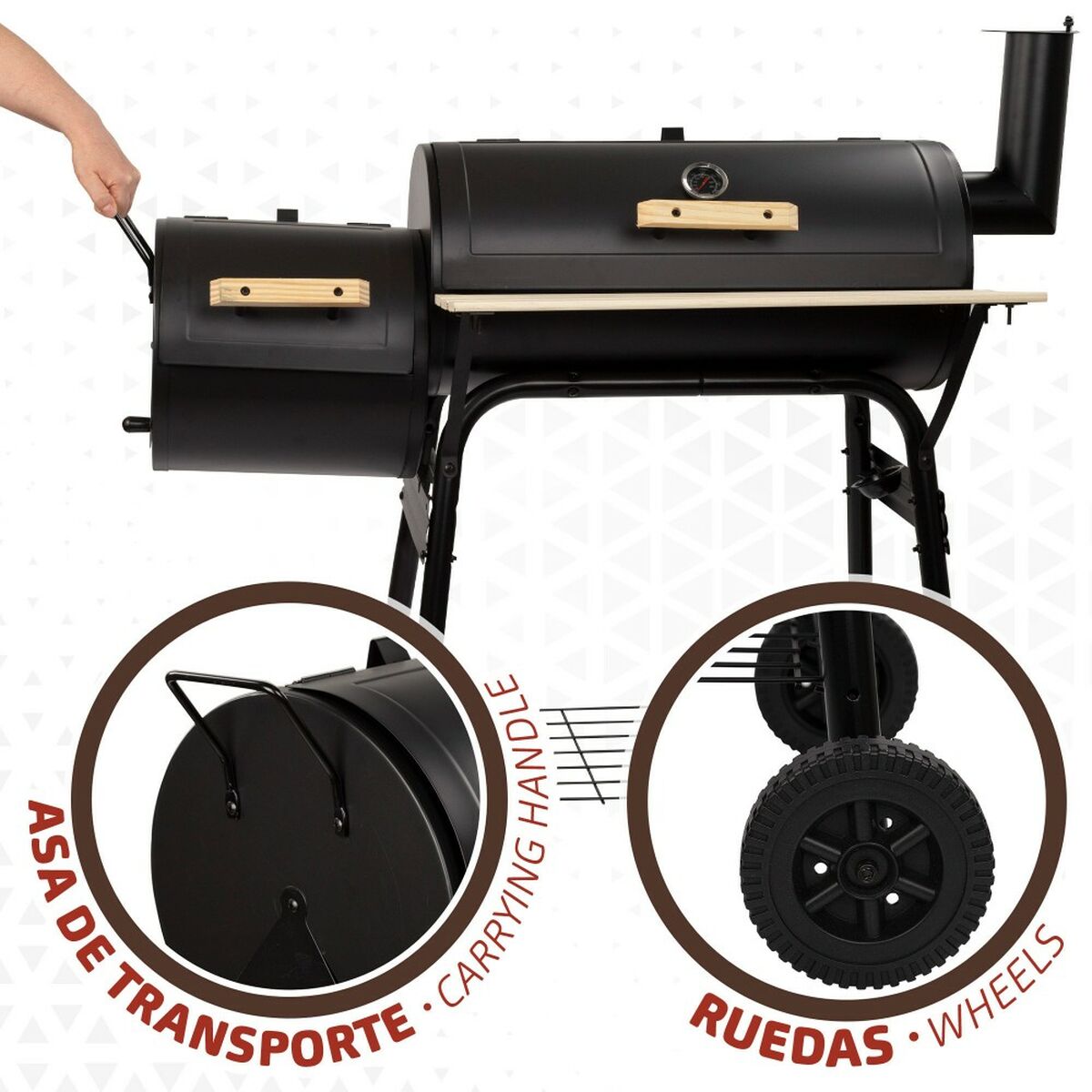 Kolgrill med hjul Aktive Stål Plast Emaljerad metall 106 x 106 x 61 cm Svart - 9