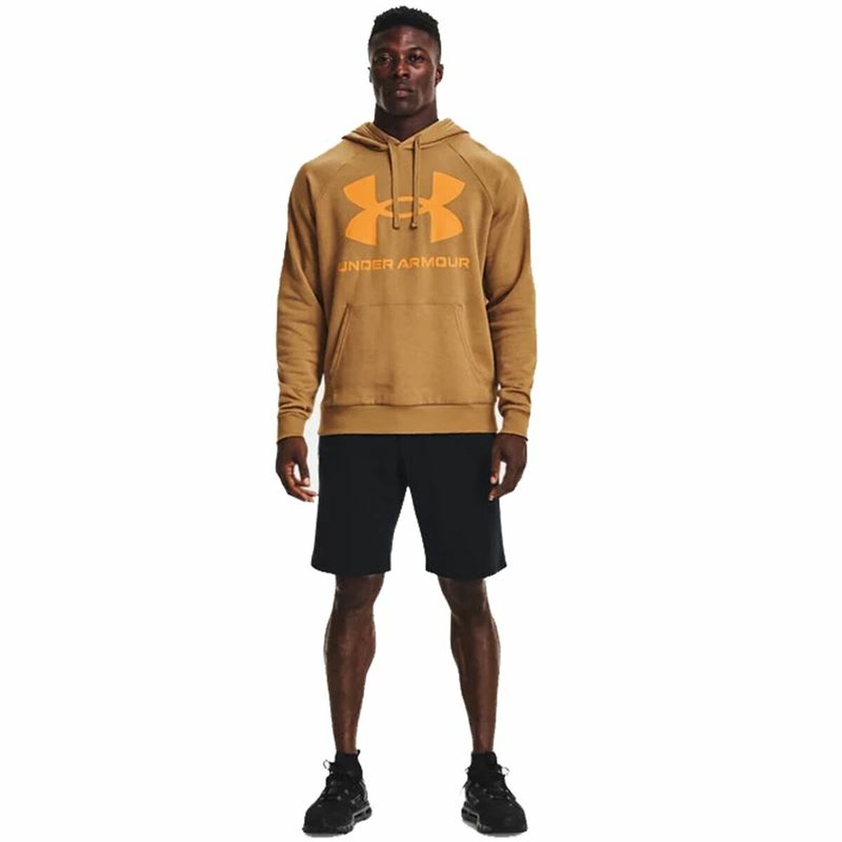 Tröja med huva Herr Under Armour Rival Big Logo Ockra - 3