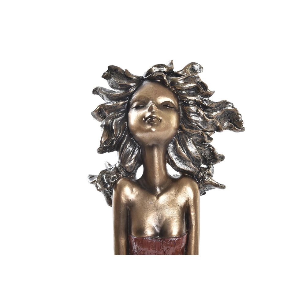Prydnadsfigur DKD Home Decor Röd Turkos Gyllene Kvinna 24 x 11 x 27 cm (2 antal) - 3