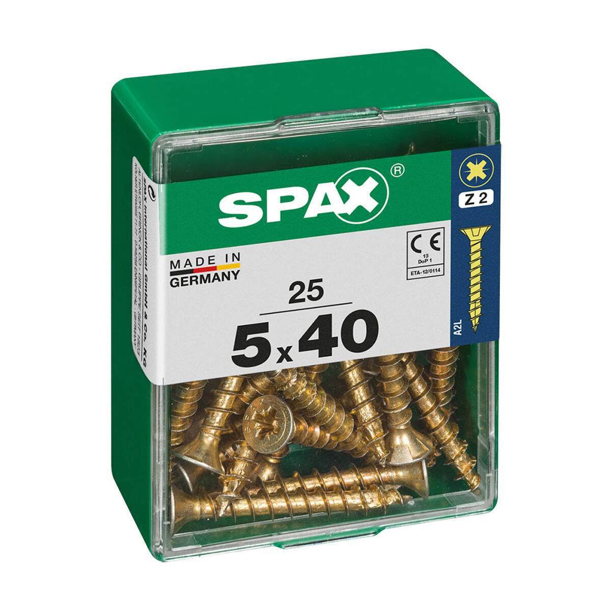 Låda med skruvar SPAX Träskruv Platt huvud (5 x 40 mm) (5,0 x 40 mm)