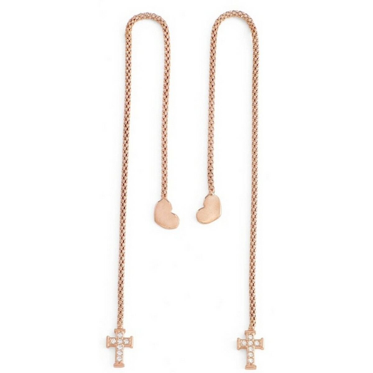 Dam örhängen Amen CUORE CROCE CRISTALLI ROSE GOLD Sterlingsilver 925 - 2