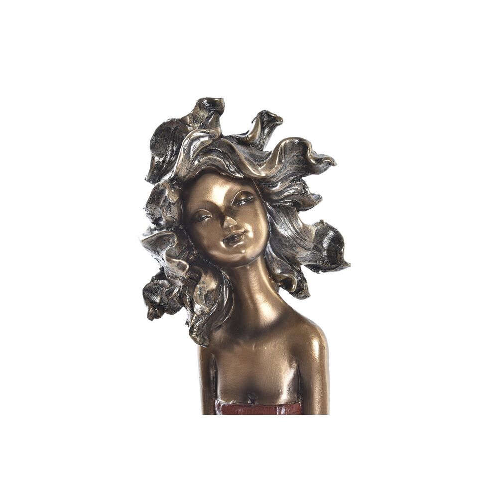 Prydnadsfigur DKD Home Decor Röd Turkos Gyllene Kvinna 20 x 9 x 23 cm (2 antal) - 3
