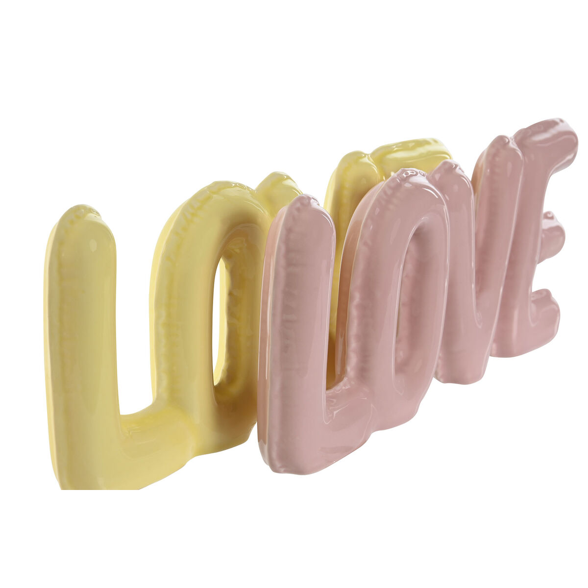 Prydnadsfigur Home ESPRIT LOVE Gul Rosa Barn 24 X 2,5 X 10 cm (2 antal) - 2