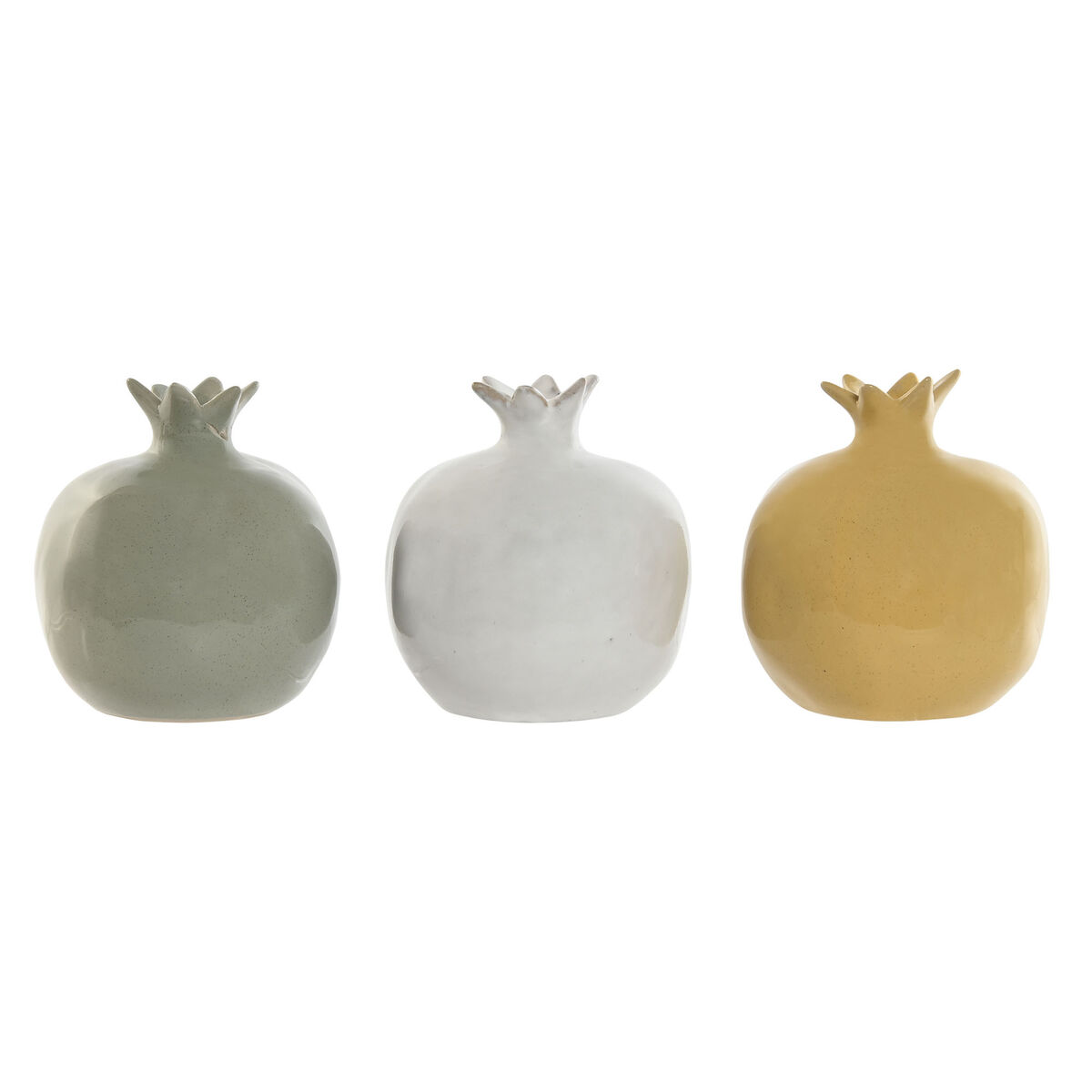 Prydnadsfigur Home ESPRIT Vit Grön Senap Modern 13,5 x 13,5 x 15 cm (3 antal)