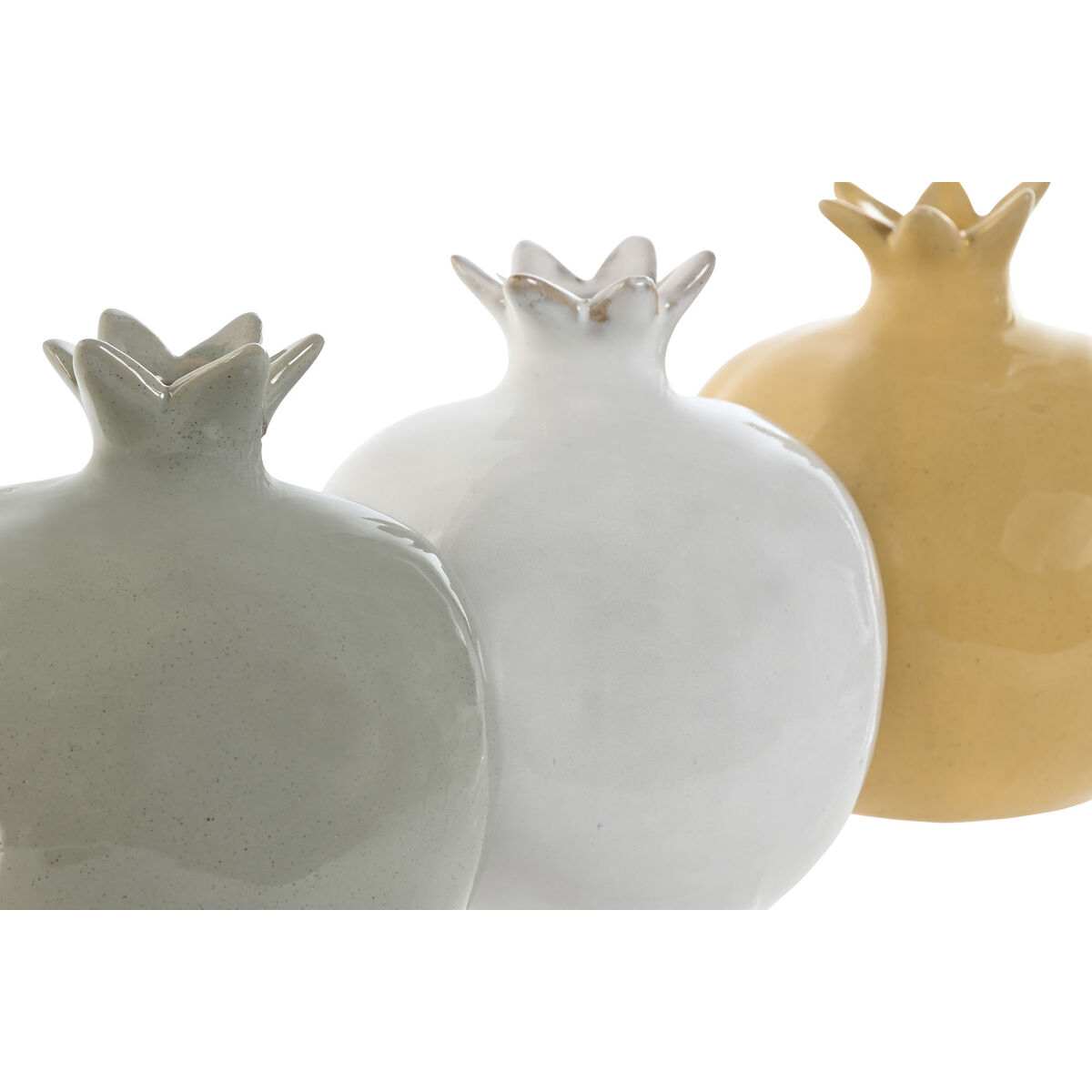 Prydnadsfigur Home ESPRIT Vit Grön Senap Modern 13,5 x 13,5 x 15 cm (3 antal) - 2