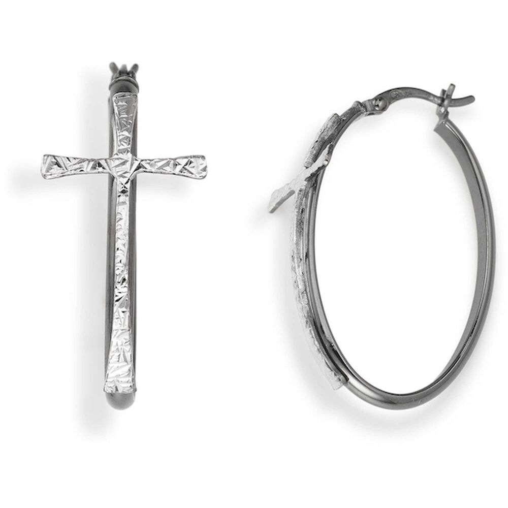 Dam örhängen Amen CERCHIO E CROCE BLACK Sterlingsilver 925