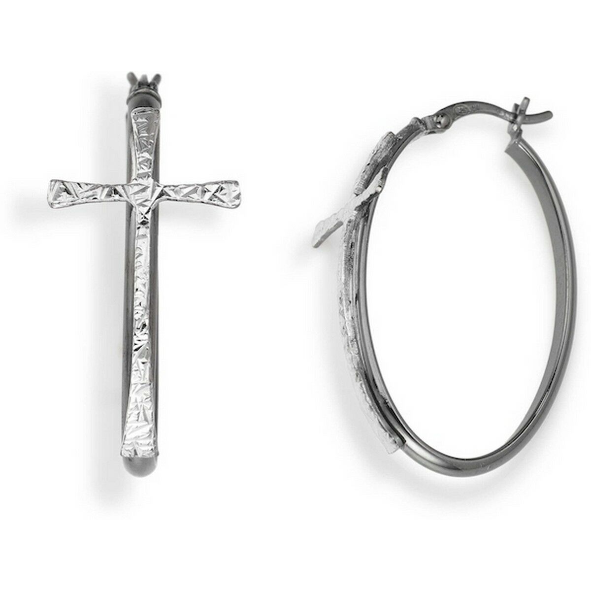Dam örhängen Amen CERCHIO E CROCE BLACK Sterlingsilver 925 - 2