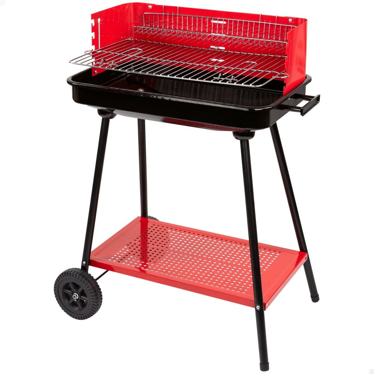 Kolgrill med hjul Aktive Stål Plast Emaljerad metall 66 x 85 x 44 cm Röd - 6