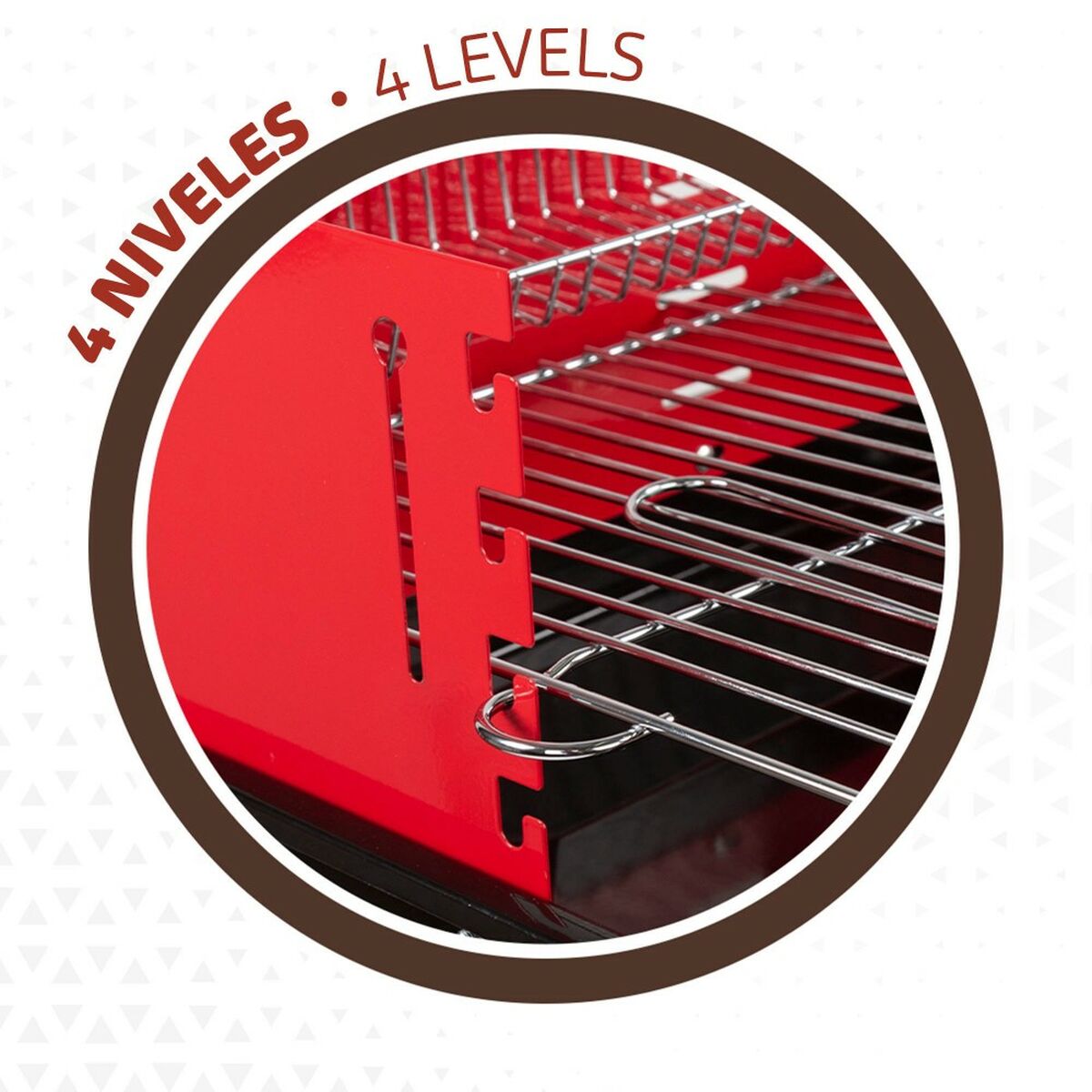 Kolgrill med hjul Aktive Stål Plast Emaljerad metall 66 x 85 x 44 cm Röd - 3