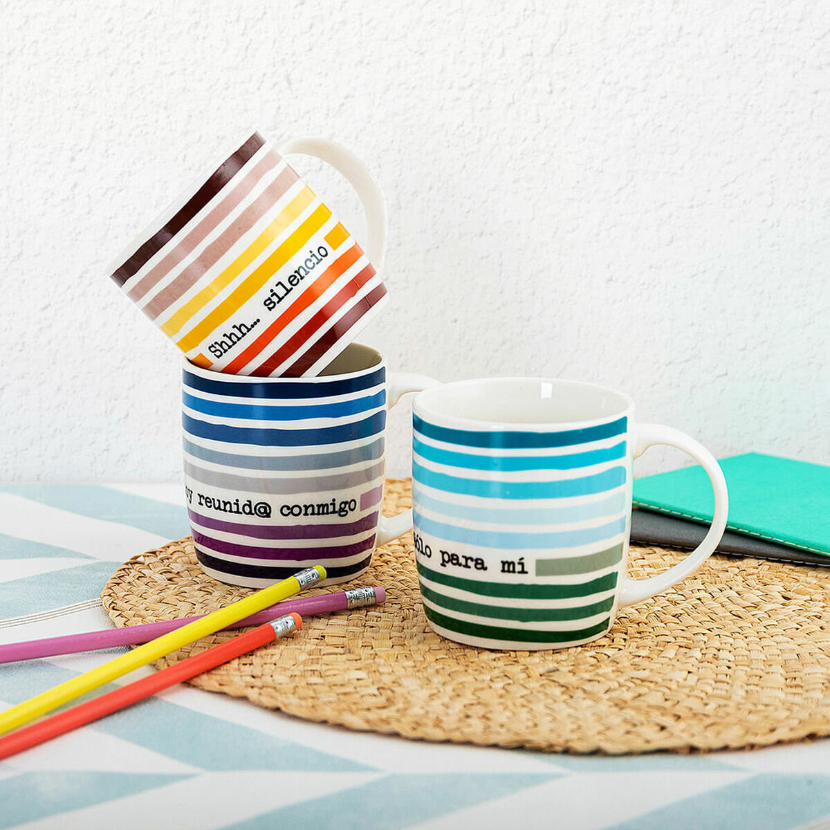 Mugg Quid 4u Multicolour Keramik 330 ml (12 antal) (Pack 12x) - 4