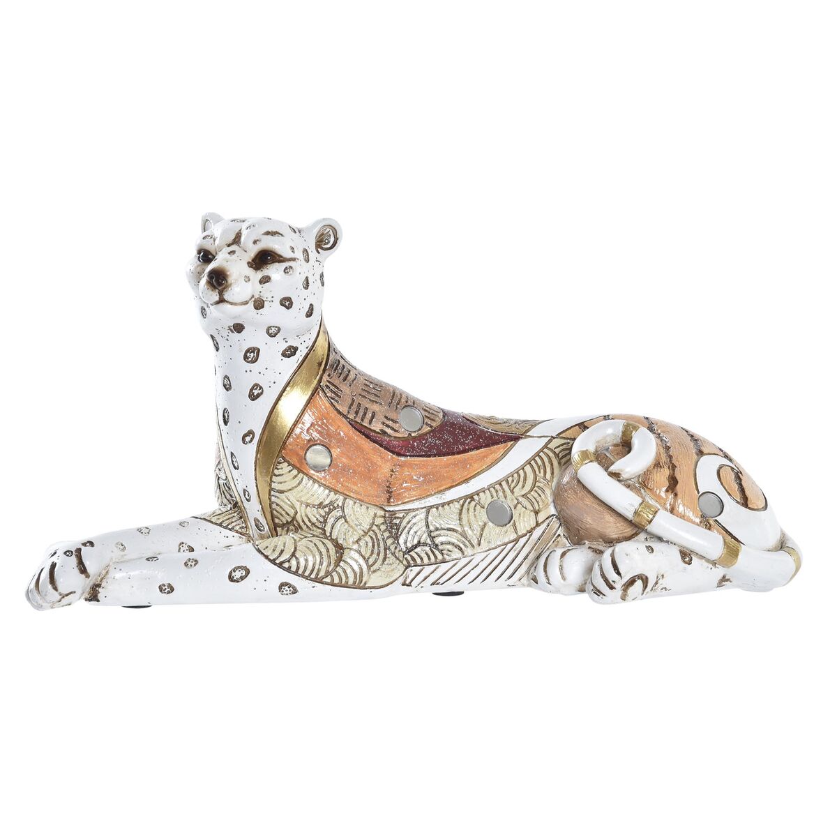 Prydnadsfigur DKD Home Decor Vit Orange Leopard Kolonial 24 x 10 x 12 cm - 4