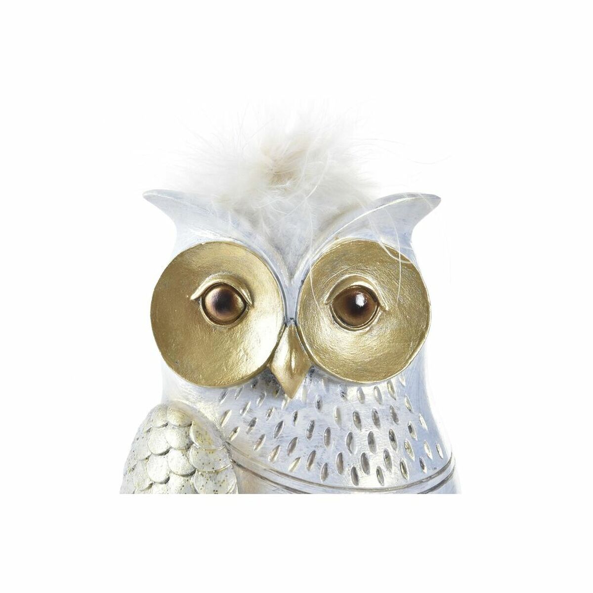 Prydnadsfigur DKD Home Decor Vit Gyllene Uggla 9 x 9 x 17 cm - 6