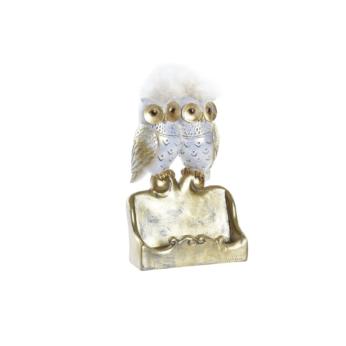Prydnadsfigur DKD Home Decor Vit Gyllene Ugglor 10 x 8 x 7 cm - 4