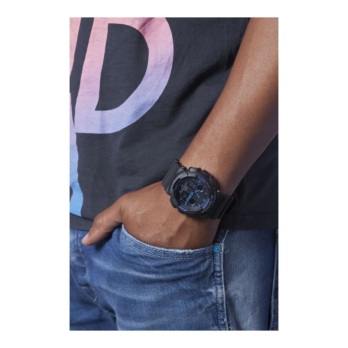 Herrklocka Casio G-Shock GA-100-1A2ER Ø 51 mm Svart Multicolour - 5