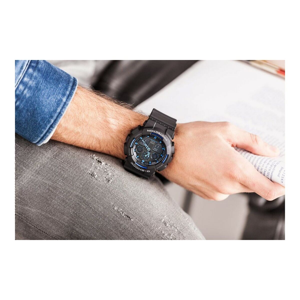 Herrklocka Casio G-Shock GA-100-1A2ER Ø 51 mm Svart Multicolour - 7