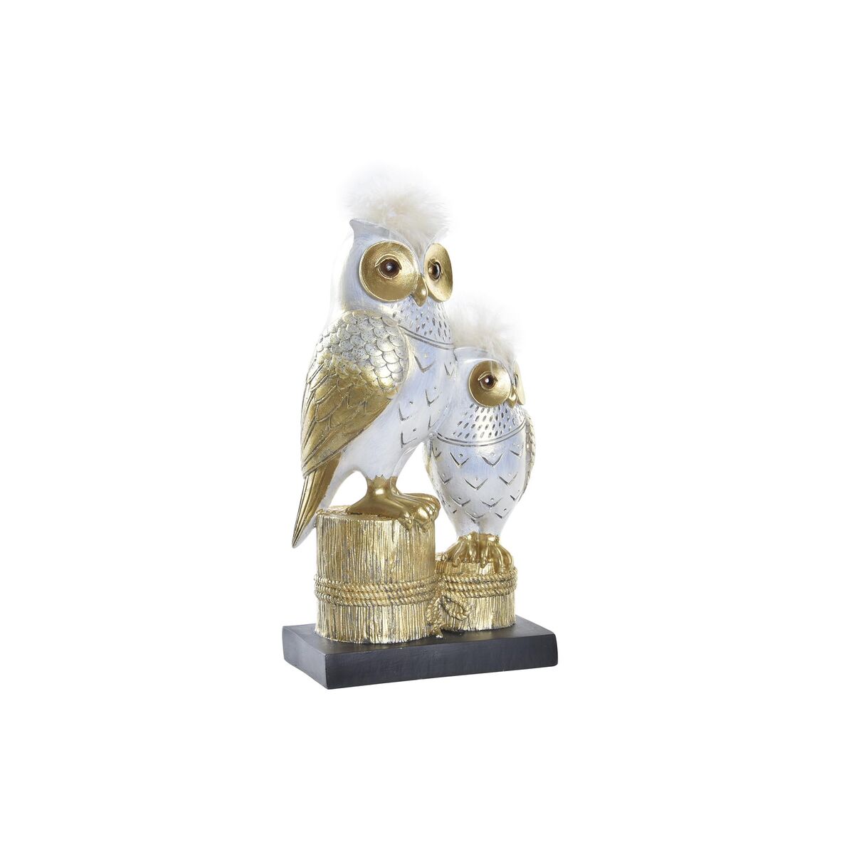 Prydnadsfigur DKD Home Decor 14,5 x 9 x 26 cm Uggla Gyllene Vit - 7