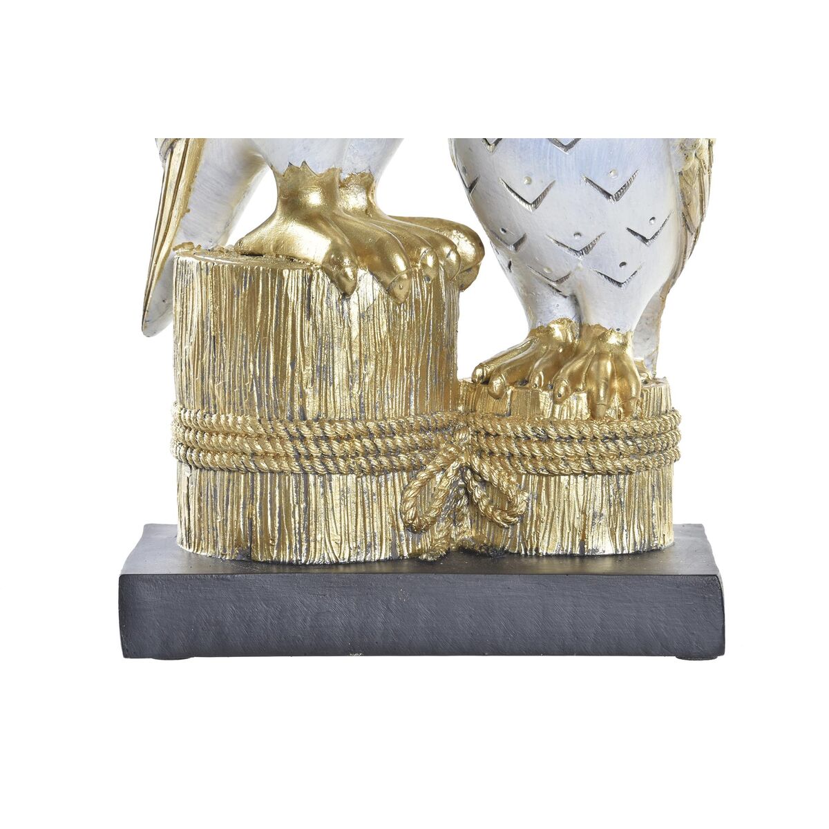 Prydnadsfigur DKD Home Decor 14,5 x 9 x 26 cm Uggla Gyllene Vit - 5