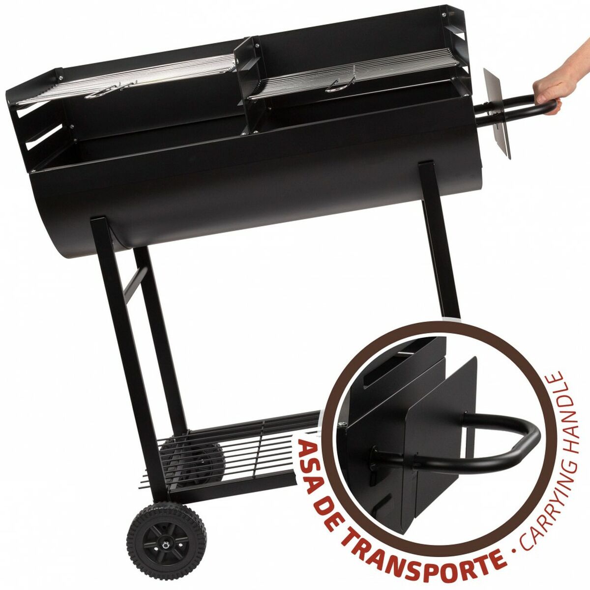 Kolgrill med hjul Aktive Plast Emaljerad metall 97 x 96 x 42 cm Svart - 8