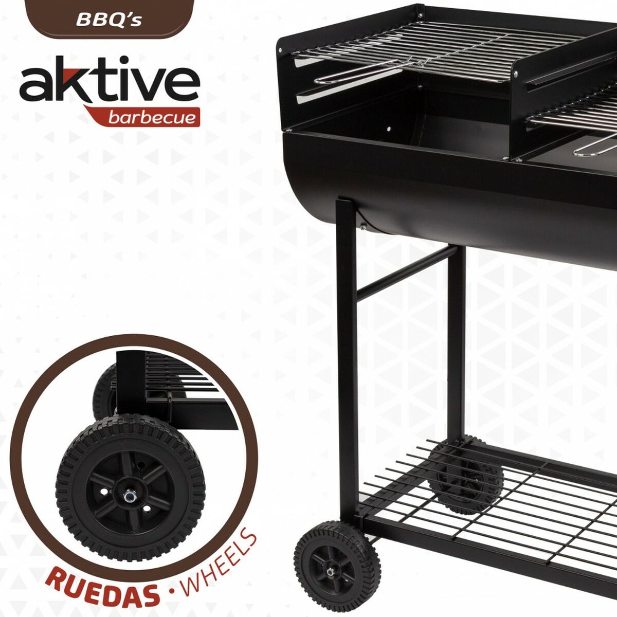 Kolgrill med hjul Aktive Plast Emaljerad metall 97 x 96 x 42 cm Svart - 7